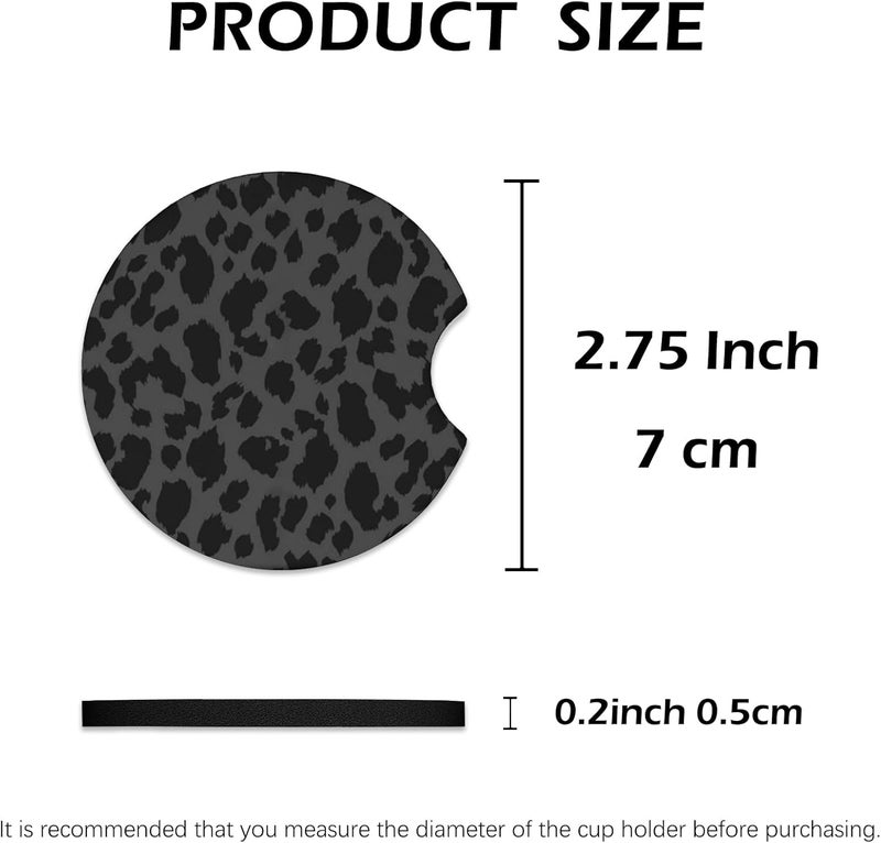 KARREAL 2 Pcs Car Cup Coasters, Black Leopard Print Universal Non-Slip Rubber Car Coasters for Cup Holders 2.75 inch, Car Interior Accessories for Women - Image 3
